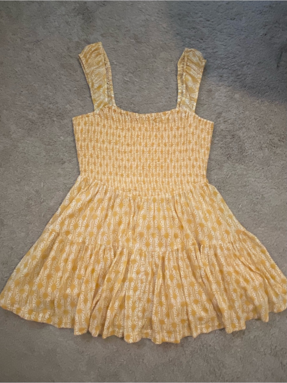 Free People Yellow Mini Dress with White Palm Print